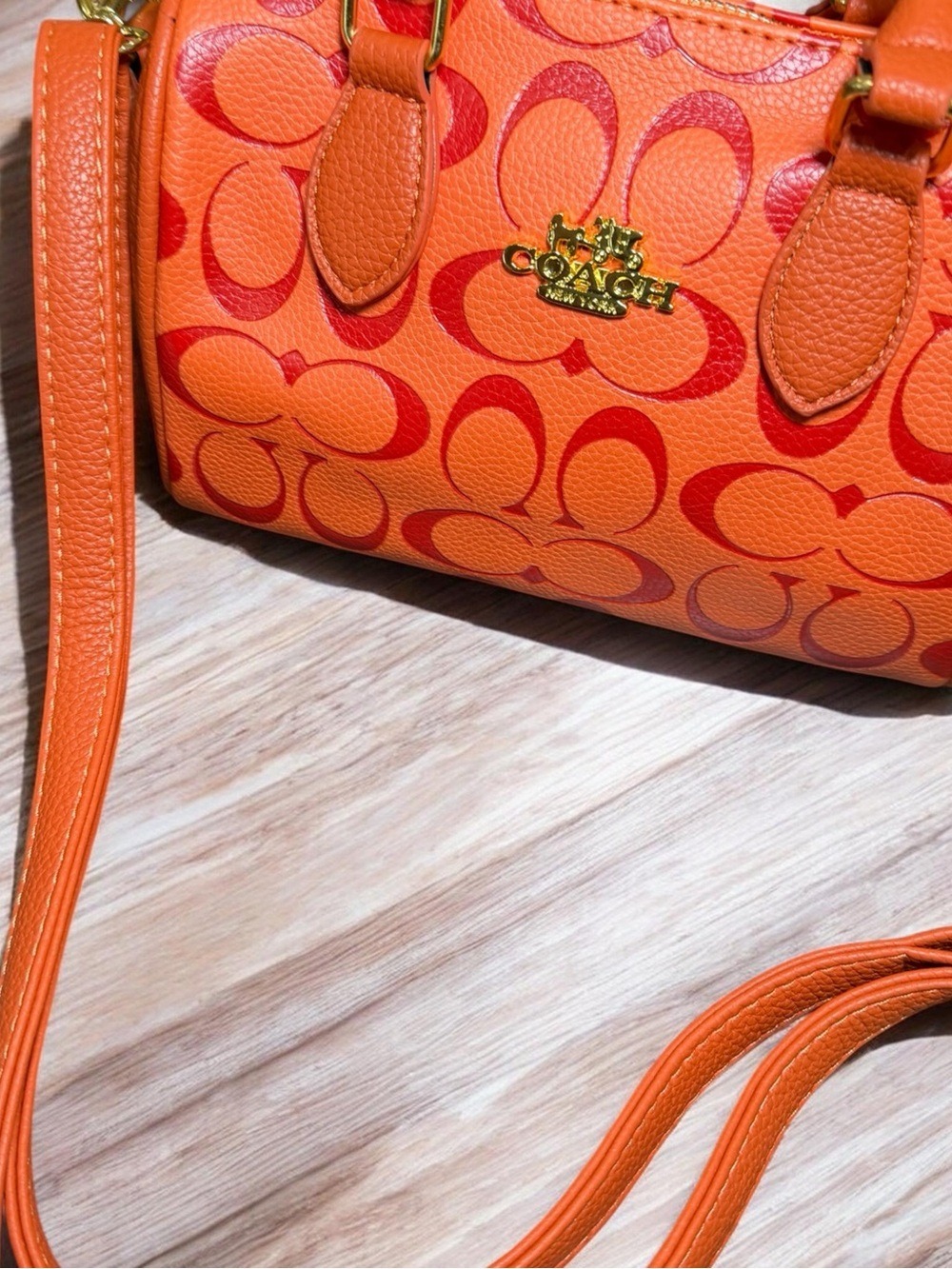 Coach Rowan Mini Bright Orange Signature Mini Satchel - Picture 3 of 8